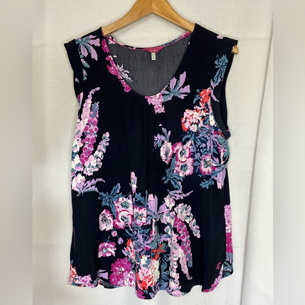 Joules Floral Sleeveless Top - Navy and Pink Floral size 12